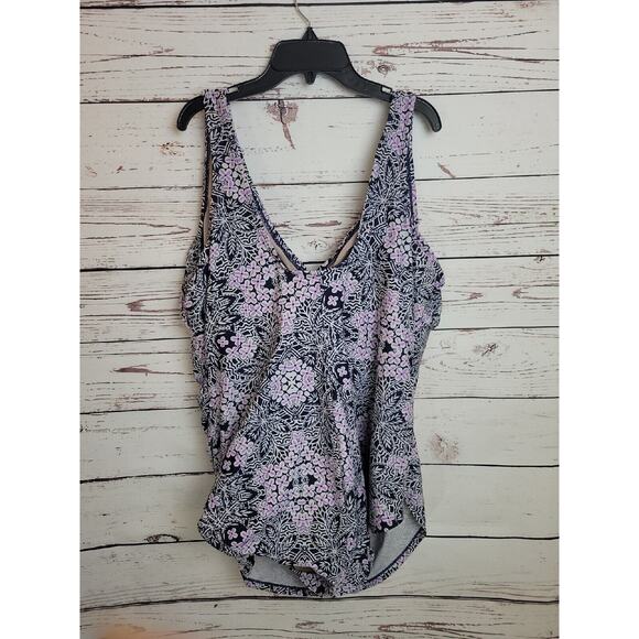 Swimsuits For All Purple Floral One Piece Beach Swimsuit Swimdress Women's SZ 22 - Picture 2 of 9